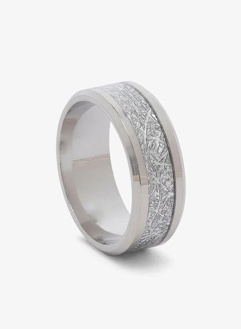 Seventy Five Tungsten Carbide Ring with a meteorite-Style Inlay